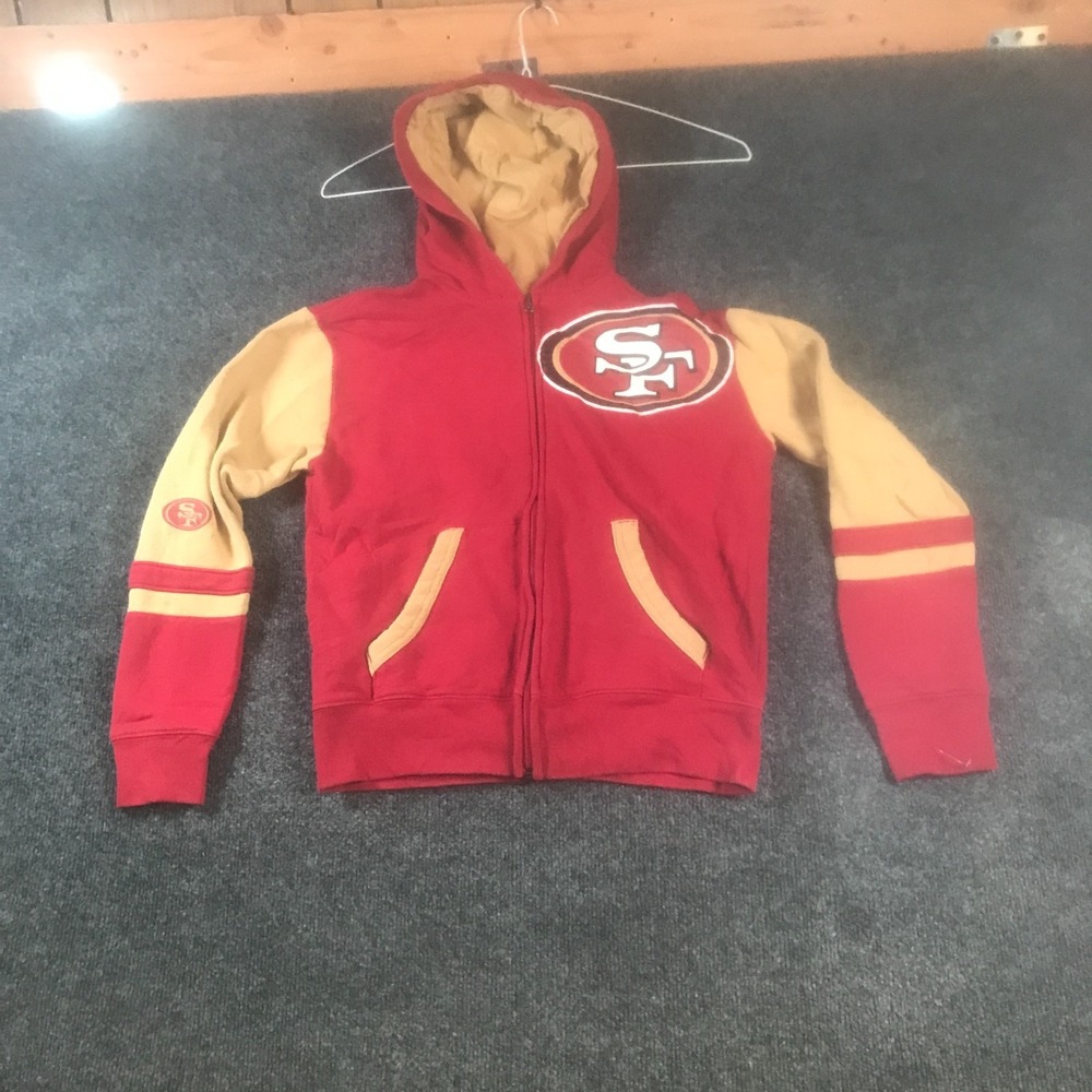 NFL Team Apparel San Francisco 49ers Hoodie Youth M (10/12) Red Beige Full Zip